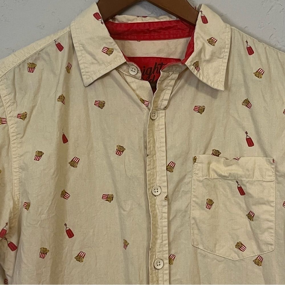 Straight Faded French Fries Short Sleeve Button Down Shirt - Picture 3 of 9